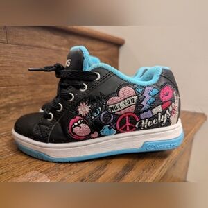 Heelys  Sz 1 Skate Shoes black & teal with embroidery